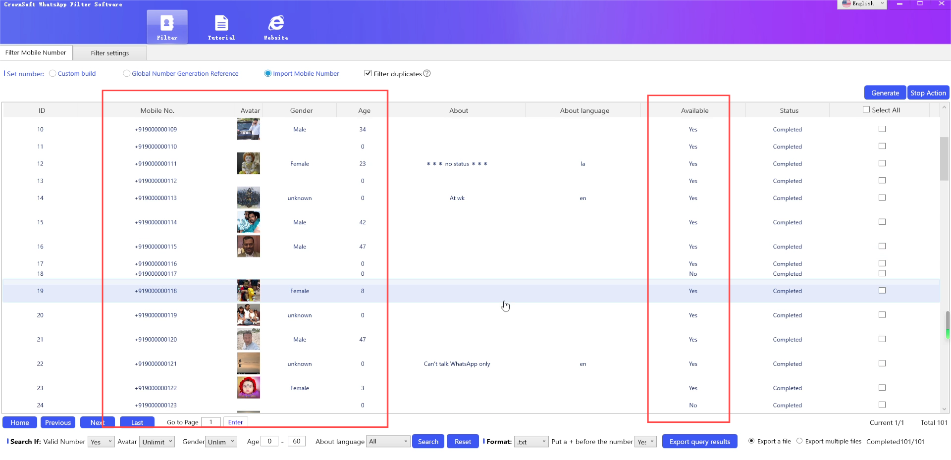 WhatsApp Filters Global Number Generation and Filtering