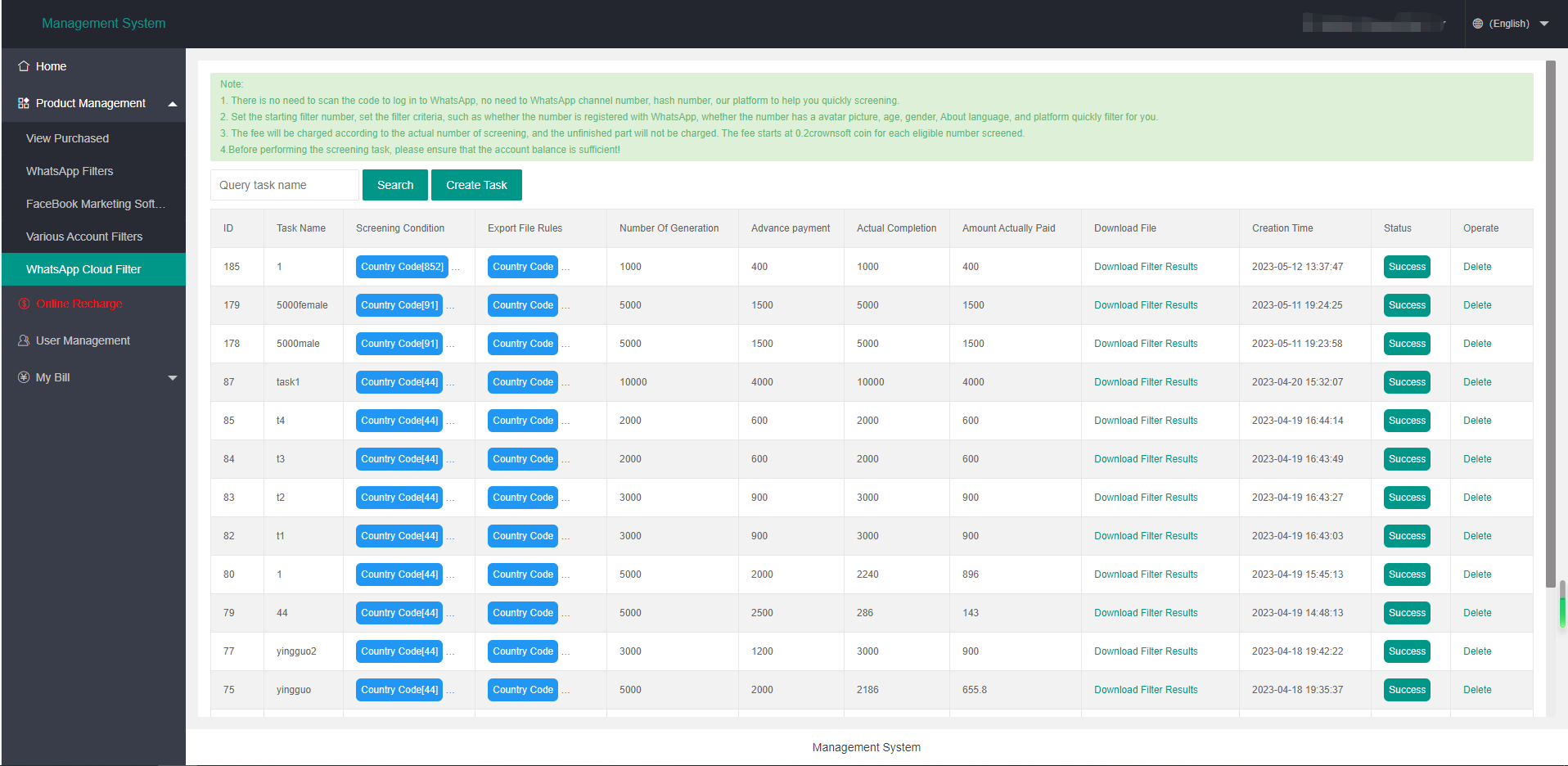 WhatsApp filter, no need to log in to a WhatsApp account, accurately obtain data from various countries